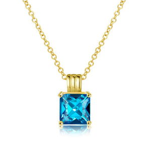 Aquamarine Princess Cut Classic Necklace