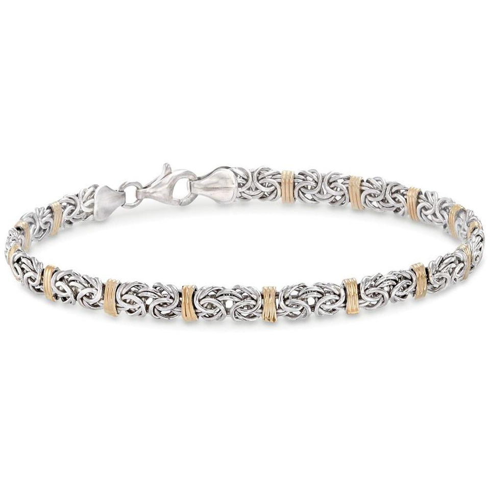 Two Toned 5th Avenue Modern Byzantine Bracelet in 14K Gold