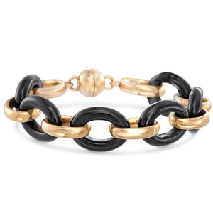 Large Link Onyx Ceramic Bracelet