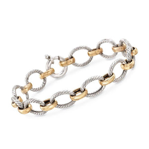Gold and Silver Links Bracelet in 18K Gold Plated