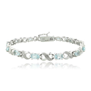10.00 CT Genuine Blue Topaz Infinity Bracelet