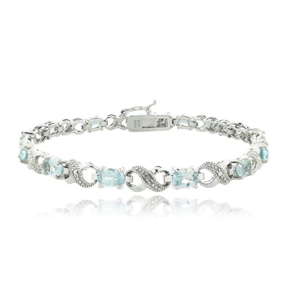 10.00 CT Genuine Blue Topaz Infinity Bracelet