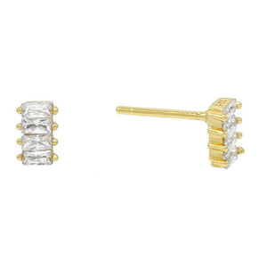 4 Stone White Topaz Baugette Stud Earring