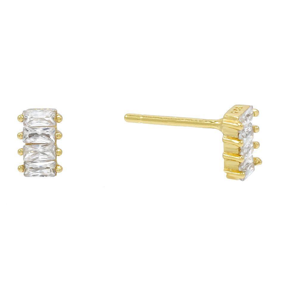 4 Stone White Topaz Baugette Stud Earring