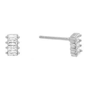 4 Stone White Topaz Baugette Stud Earring