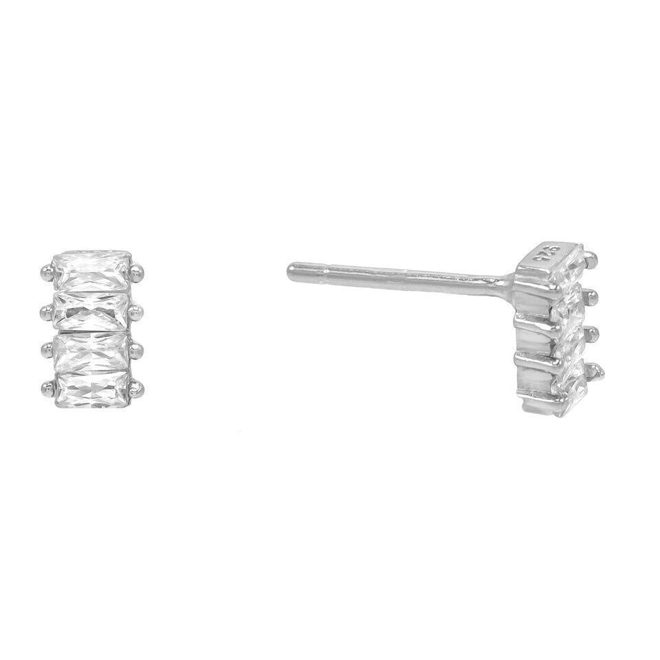 4 Stone White Topaz Baugette Stud Earring