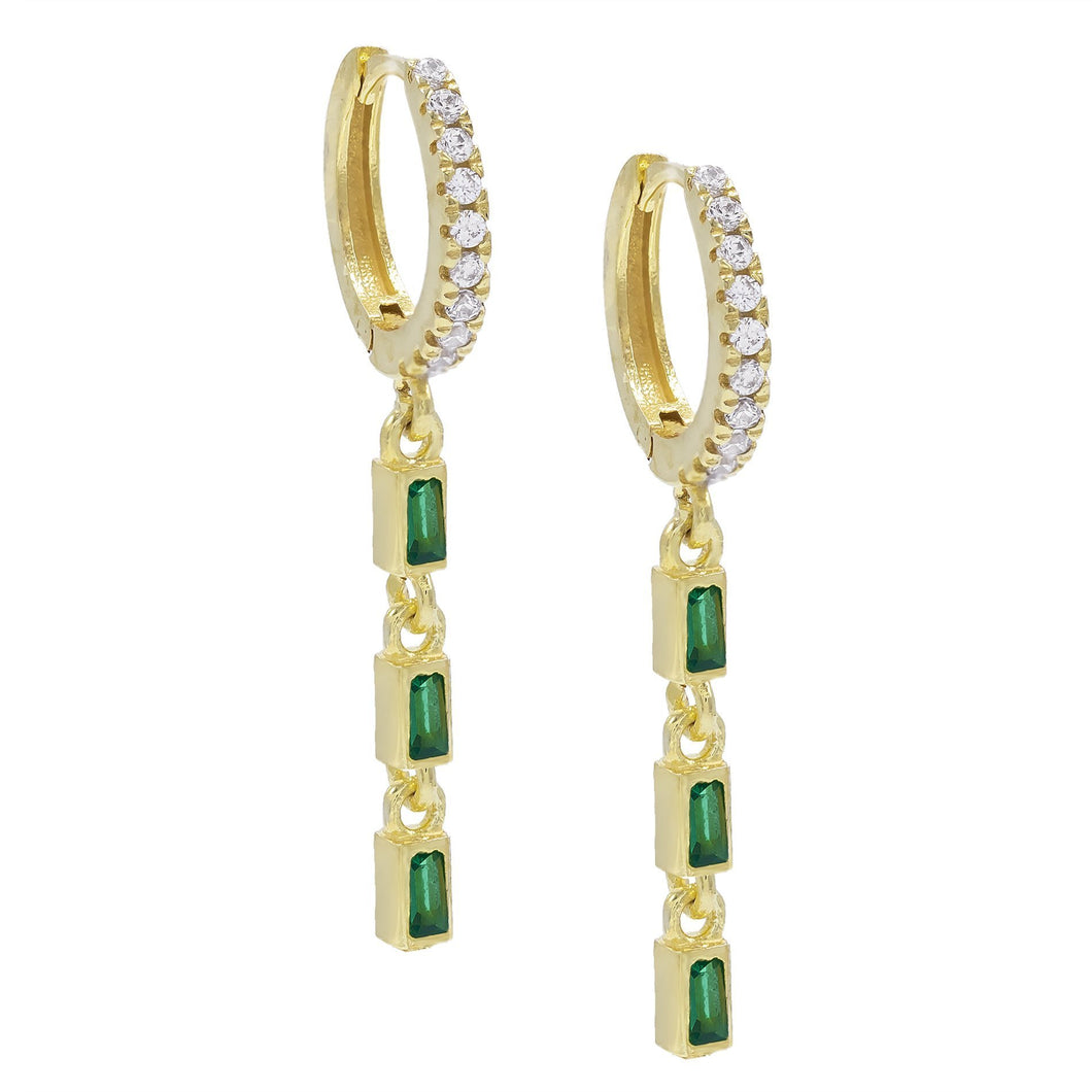 Dainty Dangle Emerald Baugette Drop Earring