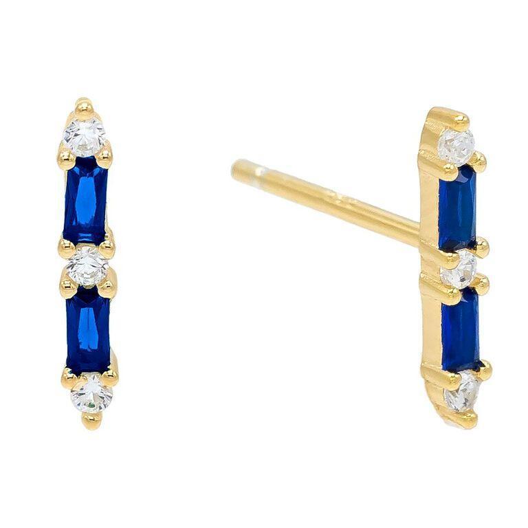 Sapphire Baugette Trendy Kim Stud Earring