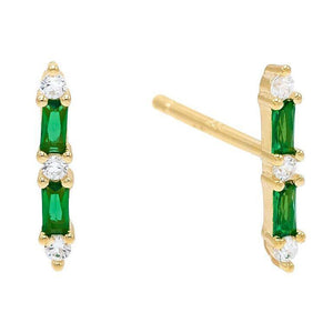 Emerald Baugette Trendy Kim Stud Earring