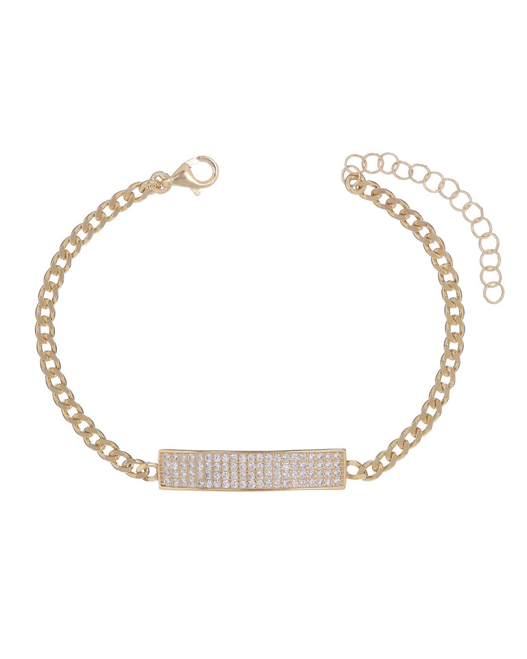 Pave White Topaz Chain Bracelet 7.8" +2"