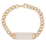 Pave ID Link Curb Chain Bracelet in 18K Rose Gold Plated