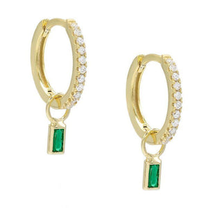 Pave Mini Dainty Emerald Stud Earring