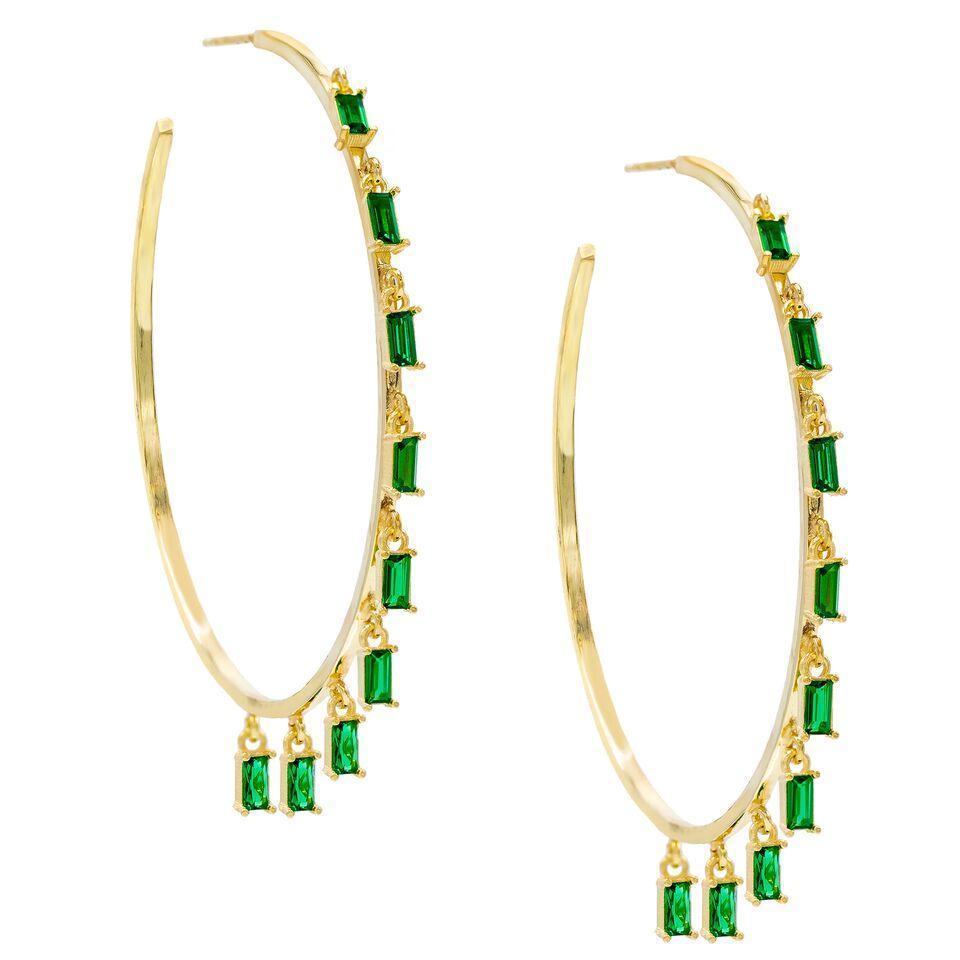 Pave Mini Baugette Dainty Emerald 1.4