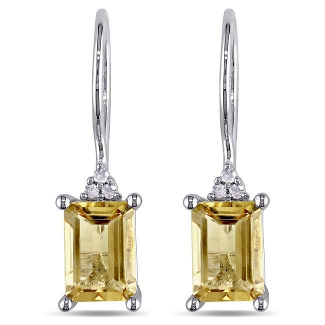 2.50 CT Genuine Citrine Baugette Gemstone Drop Earring