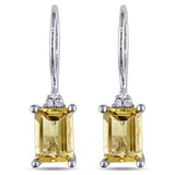 2.50 CT Genuine Citrine Baugette Gemstone Drop Earring