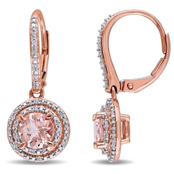 3.00 Pave Genuine Morganite Leverback Earring