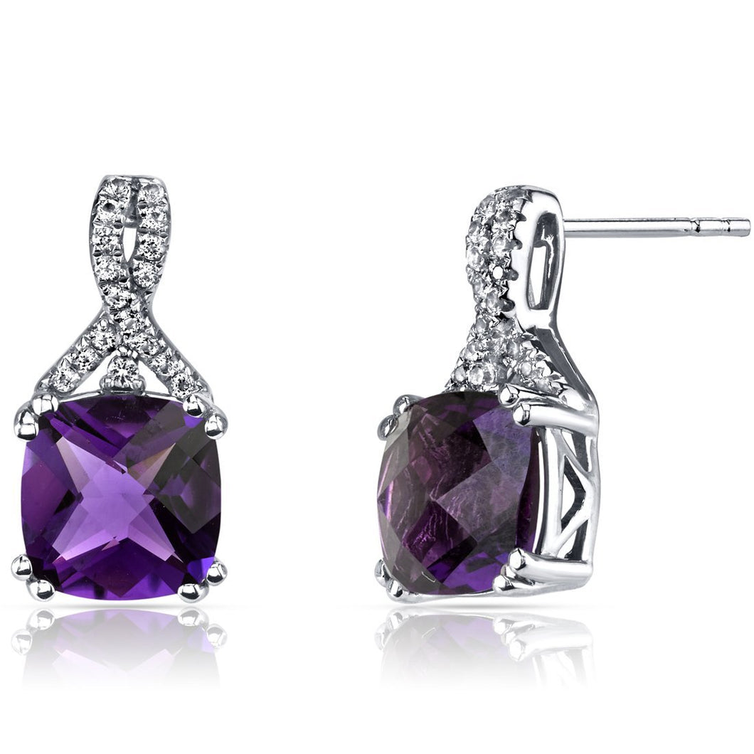 2.00 CT Cushion Cut Amethyst Stud Earring