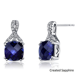 2.00 CT Cushion Cut Sapphire Stud Earring