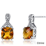 2.00 CT Cushion Cut Citrine Stud Earring