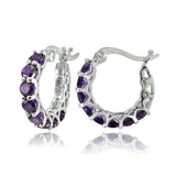 Amethyst Gemstone 1" French Lock Hoop Earring