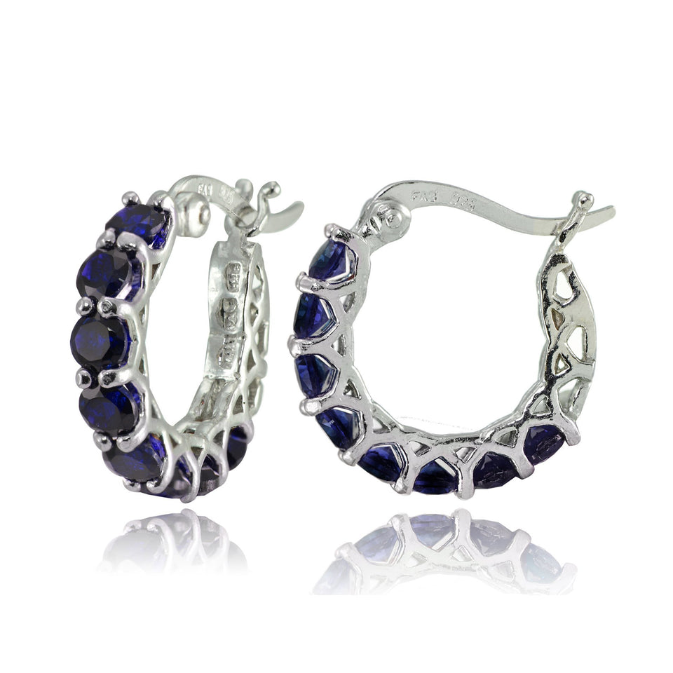 Sapphire Gemstone 1" French Lock Hoop