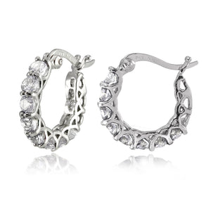 Austrian Crystal 1" French Lock Hoop Earring