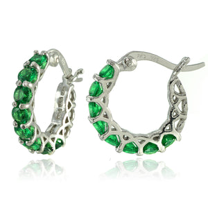 Emerald Gemstone 1" French Lock Hoop