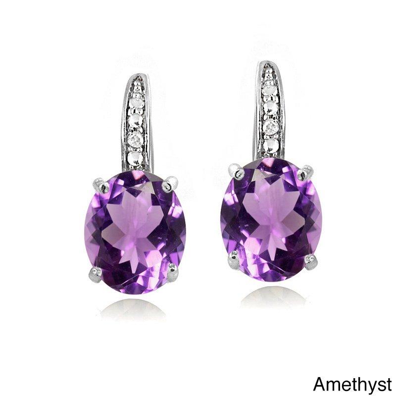 1.50 Ct Oval Cut Amethyst with Pave crystals Stud Earring