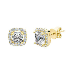 2 Pairs: Swarovski Crystal Halo 18k Gold Studs - 3 Finishes