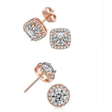 2 Pairs: Swarovski Elements Halo 18K Gold Plated Studs