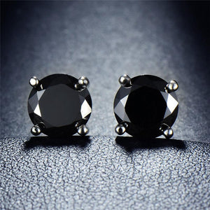 Black Onyx Embellished with Swarovski Crystals 7mm Stud Earring