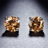 Citrine Embellished with Swarovski Crystals 7mm Stud Earring