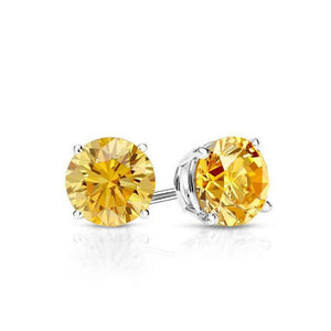 Yellow Stone Embellished with Swarovski Crystals 7mm Stud Earring