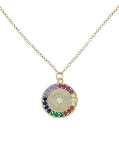 Rainbow Swarovski Elements Ayin Hara Protection Circular Pendant