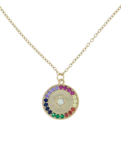 Rainbow Swarovski Elements Ayin Hara Protection Circular Pendant