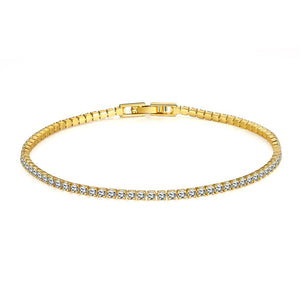 White Topaz Swarovski Crystal 3mm Classic Round Tennis Bracelet - Silver