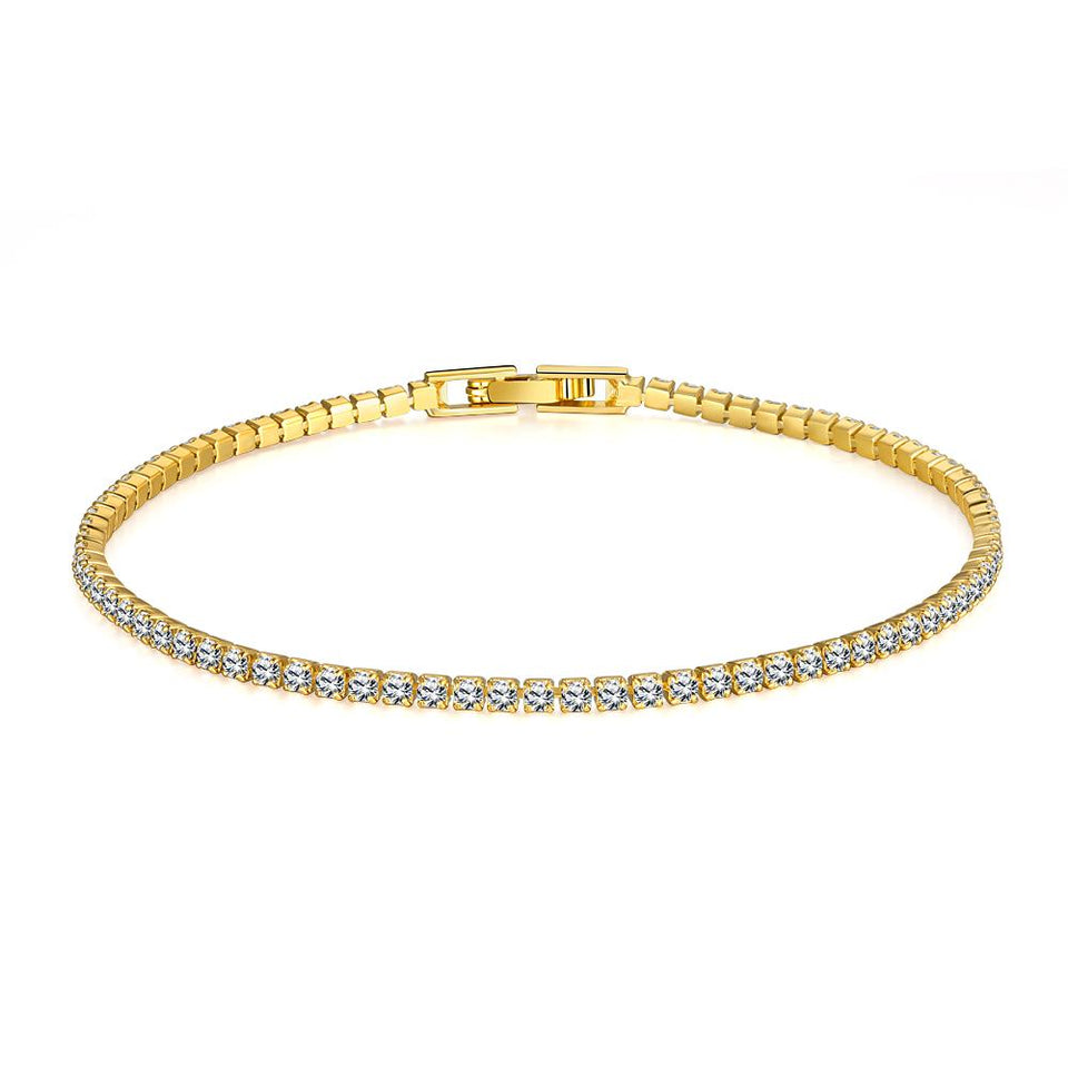 White Topaz Swarovski Crystal 3mm Classic Round Tennis Bracelet - Silver