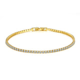 White Topaz Swarovski Crystal 3mm Classic Round Tennis Bracelet - Silver
