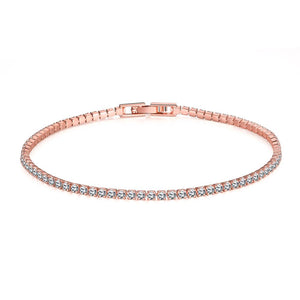 White Topaz Swarovski Crystal 3mm Classic Round Tennis Bracelet - Silver