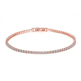 White Topaz Swarovski Crystal 3mm Classic Round Tennis Bracelet - Silver