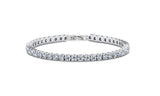 White Topaz Swarovski Crystal 3mm Classic Round Tennis Bracelet - Silver