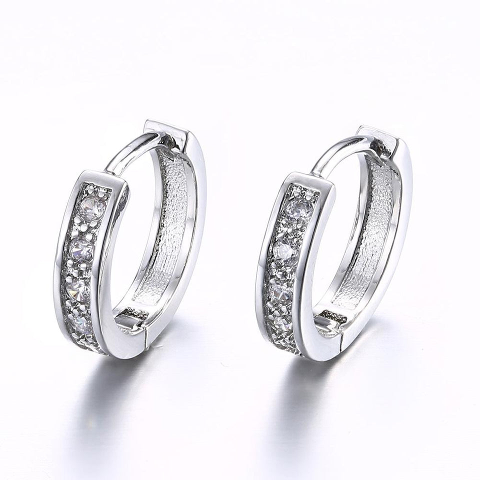 Swarovski Crystal Huggie Earring in White Gold Plated