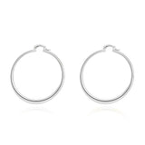 2" Flat Hoop Earrings in 18K White Gold Plated