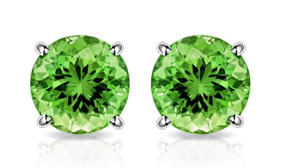 Peridot Created Swarovski Crystal 6mm Stud Earring