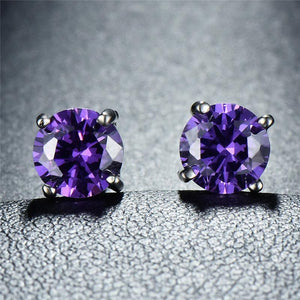 Amethyst Created Swarovski Crystal 6mm Stud Earring