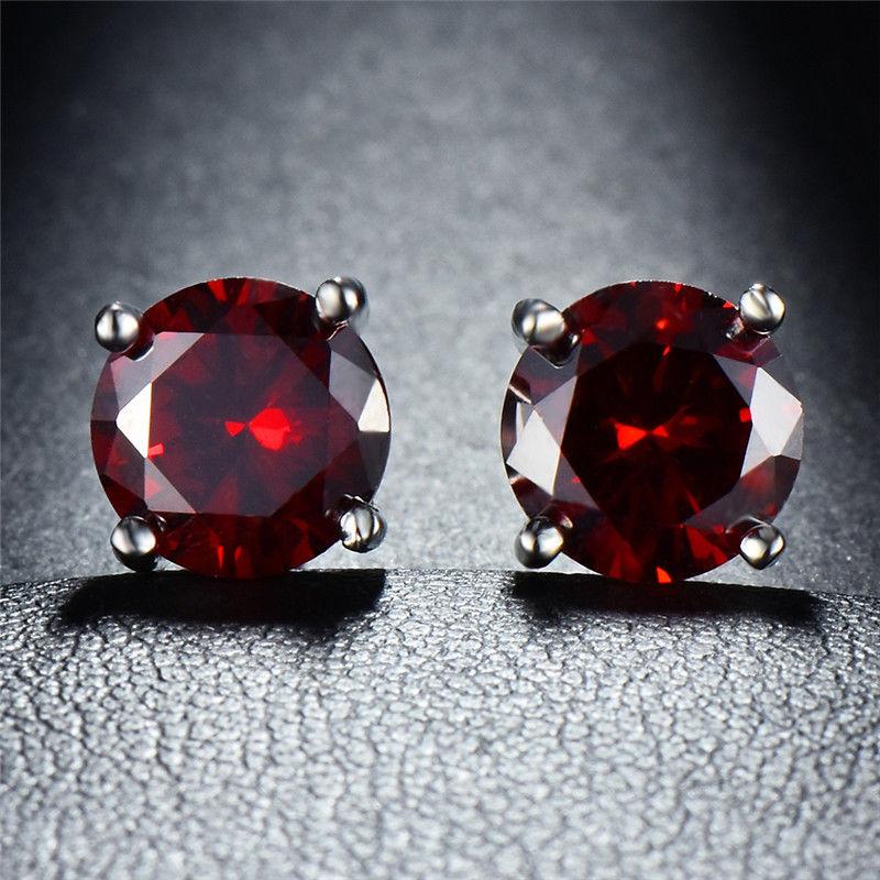 Ruby CreatedSwarovski Crystal 6mm Stud Earring