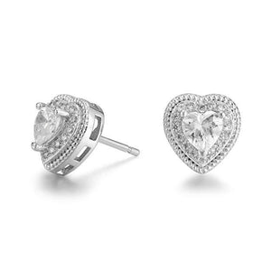 Pave Halo Heart Stud Earring