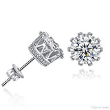 Pave Halo Round Princess Stud Earring