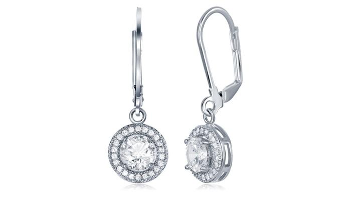 Pave Halo Disc Drop Earring