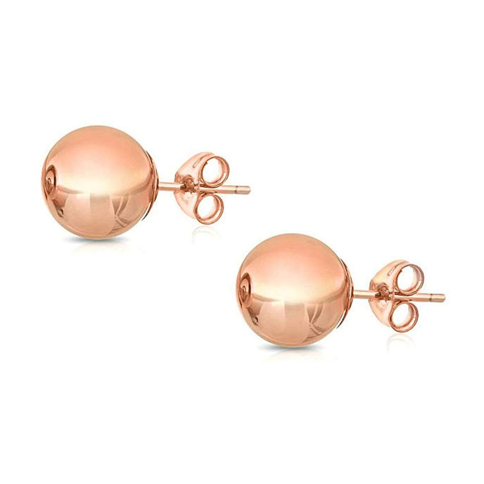 6mm Classic Ball Stud Earring - 14K Rose Gold Plated